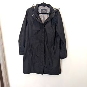 Eddie Bauer Hooded Waterproof Rain Coat WeatherEdge Black Women's Size XL